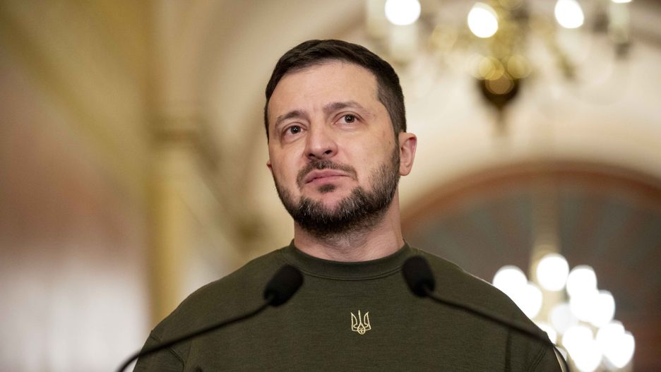 WASHINGTON, D.C. - DECEMBER 21: Ukrainian President Volodymyr Zelensky speaks alongside House Speaker Nancy Pelosi, D-CA, at the U.S. Capitol in Washington, D.C. on December 21, 2022.  (Amanda Andrade-Rhoades/For The Washington Post via Getty Images)