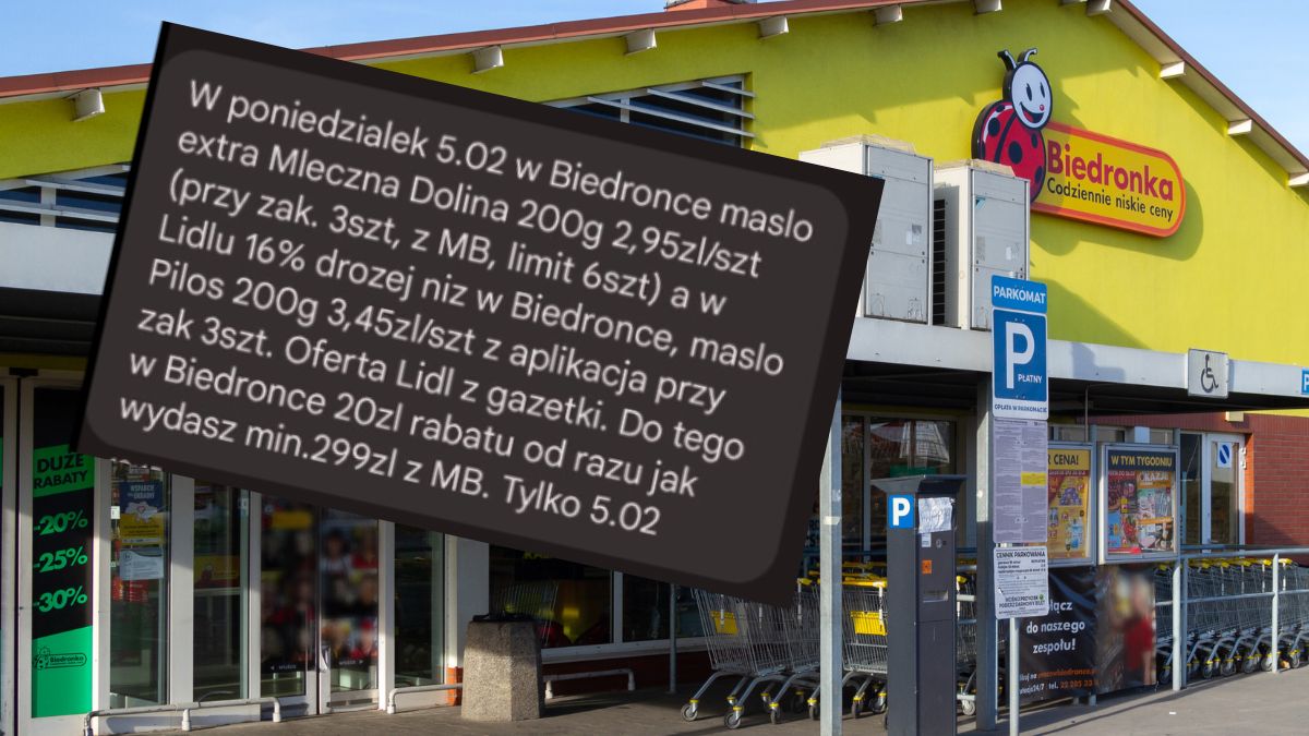 Treść wiadomości SMS wysłanej przez Biedronkę