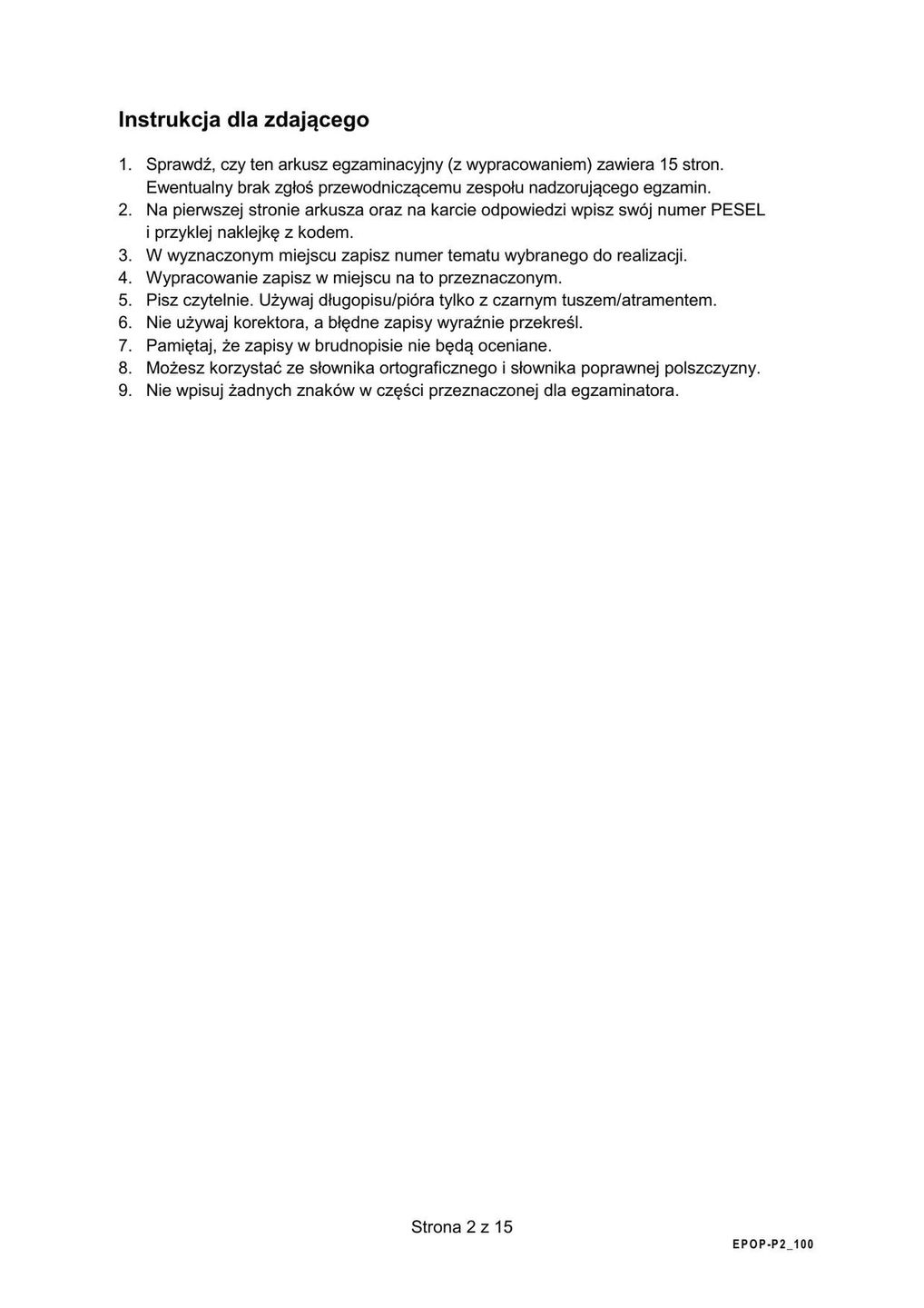 Matura 2024. J. polski. Arkusze CKE. Formuła 2015