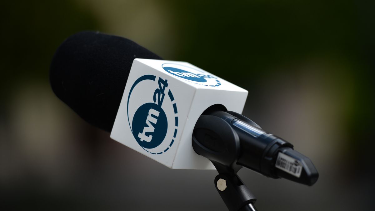 TVN24 microphone seen ready ahead of Wladyslaw Kosiniak-Kamysz press conference in Krakow. On Sunday, April 26, 2020, in Krakow, Poland. (Photo by Artur Widak/NurPhoto via Getty Images)