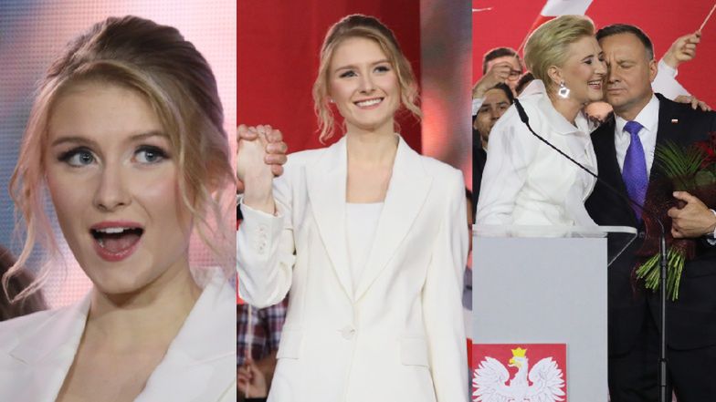 Kinga i Agata Duda wspierają Andrzeja Dudę na wieczorze wyborczym