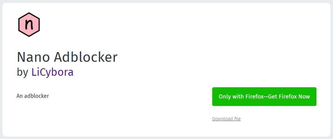 Nano Adblocker w Firefox Add-ons