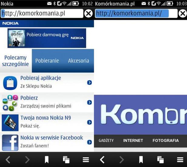 Przeglądarka - Nokia 701