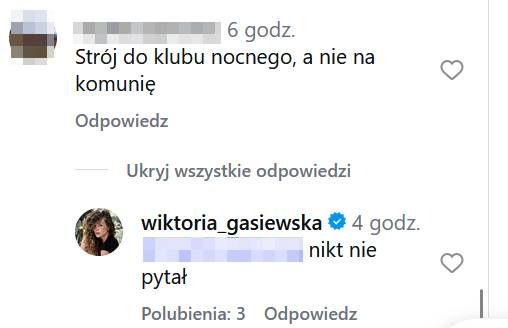 Gąsiewska wyjaśniła fana, który skrytykował jej komunijny "look"