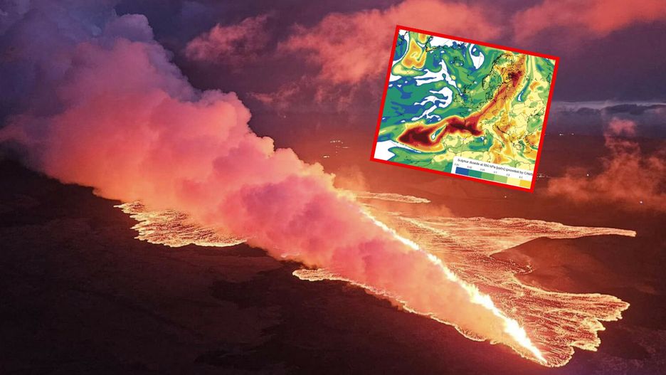 Chmura siarki po erupcji wulkanu na Islandii