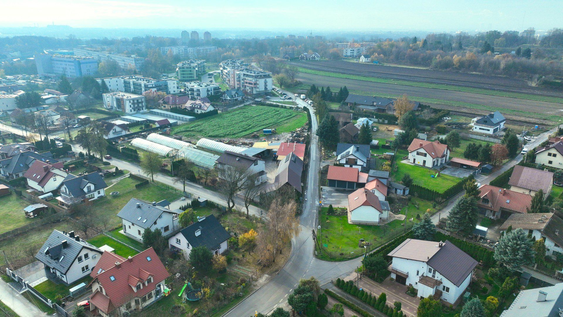 Widok na ul. Niebyłą z lotu ptaka