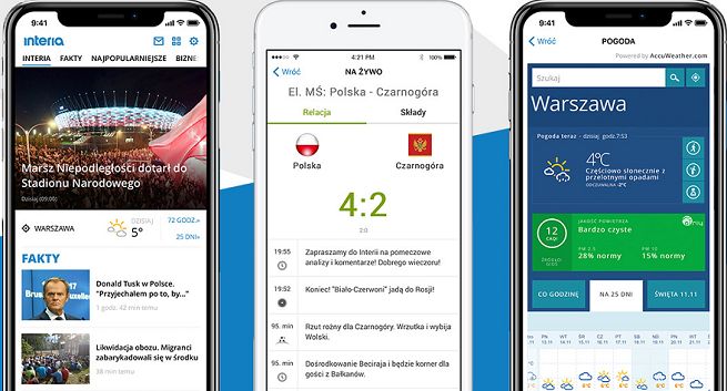 Interia z odświeżoną aplikacją na iOS: nowy układ, sekcja z prognozą pogody