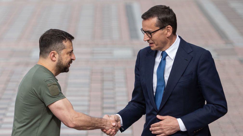 Prezydent Ukrainy Wołodymyr Zełenski z premierem Mateuszem Morawieckim