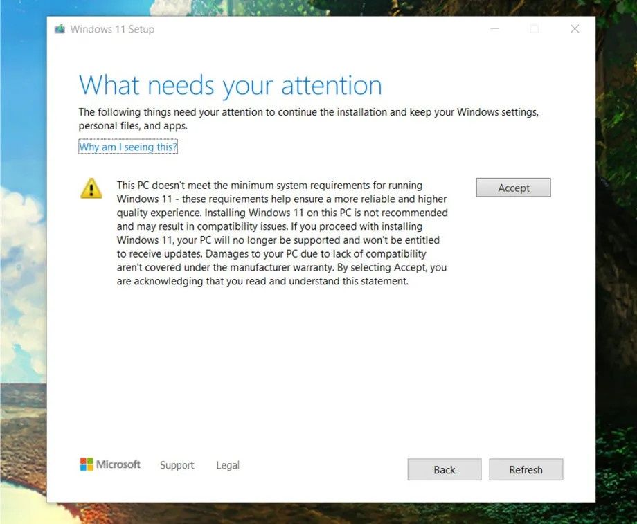 Windows 11 - komunikat podczas instalacji