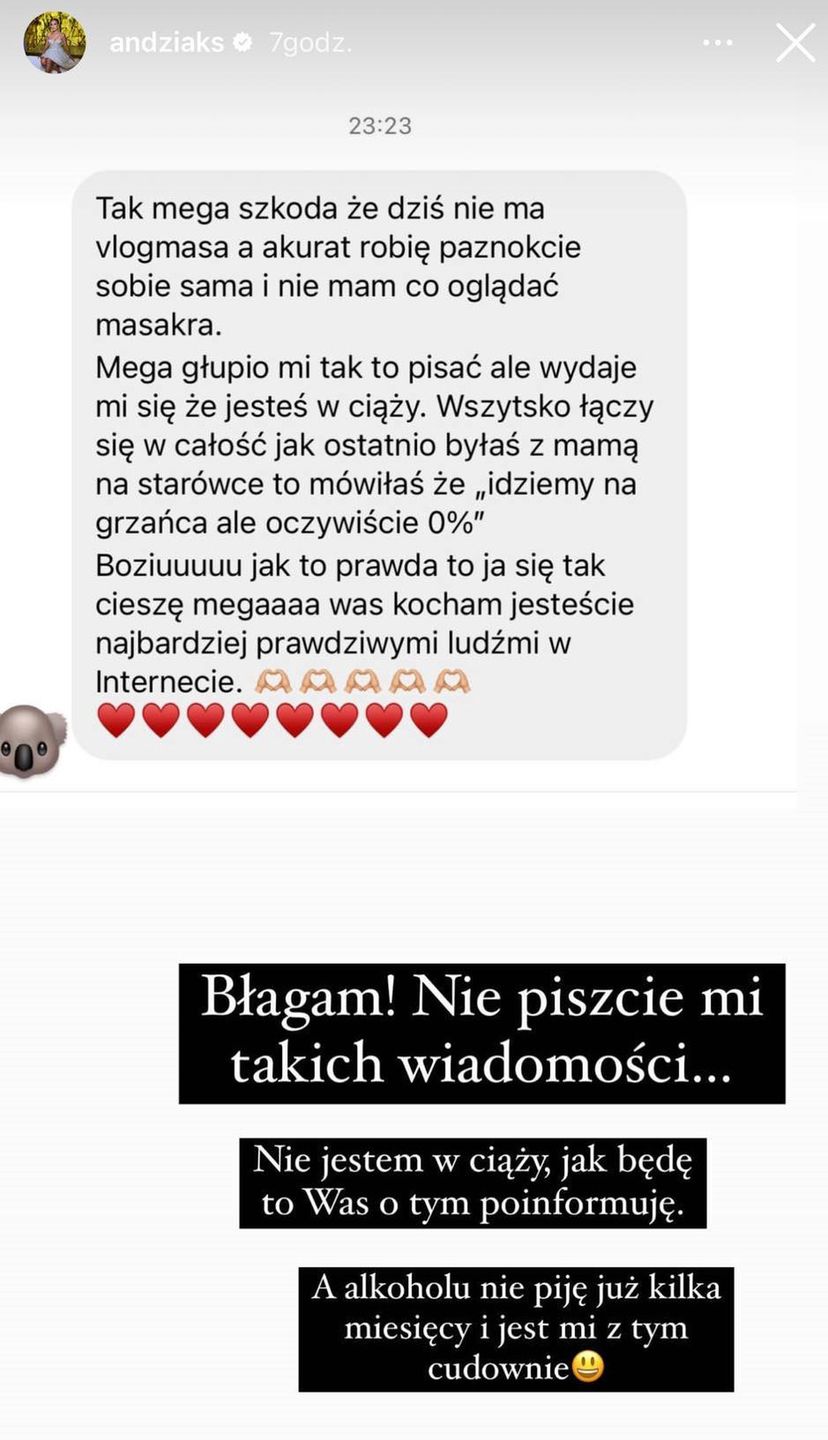 Andziaks odpowiada na pytanie o ciążę
