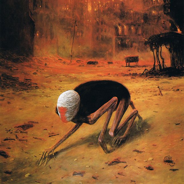 Jeden z najbardziej znanych obrazów Zdzisława Beksińskiego.