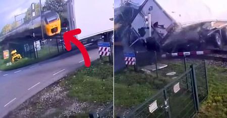 Pociąg staranował ciężarówkę. Nagranie z wypadku na przejeździe