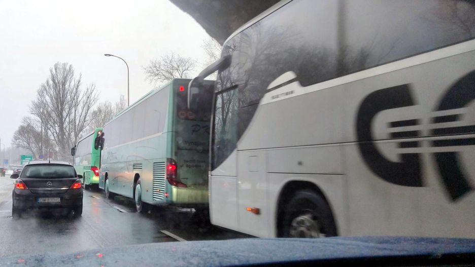 Autokary dowożące uczestników zgromadzenia