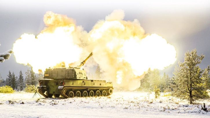 Norweski K9 Thunder podczas prób poligonowych.