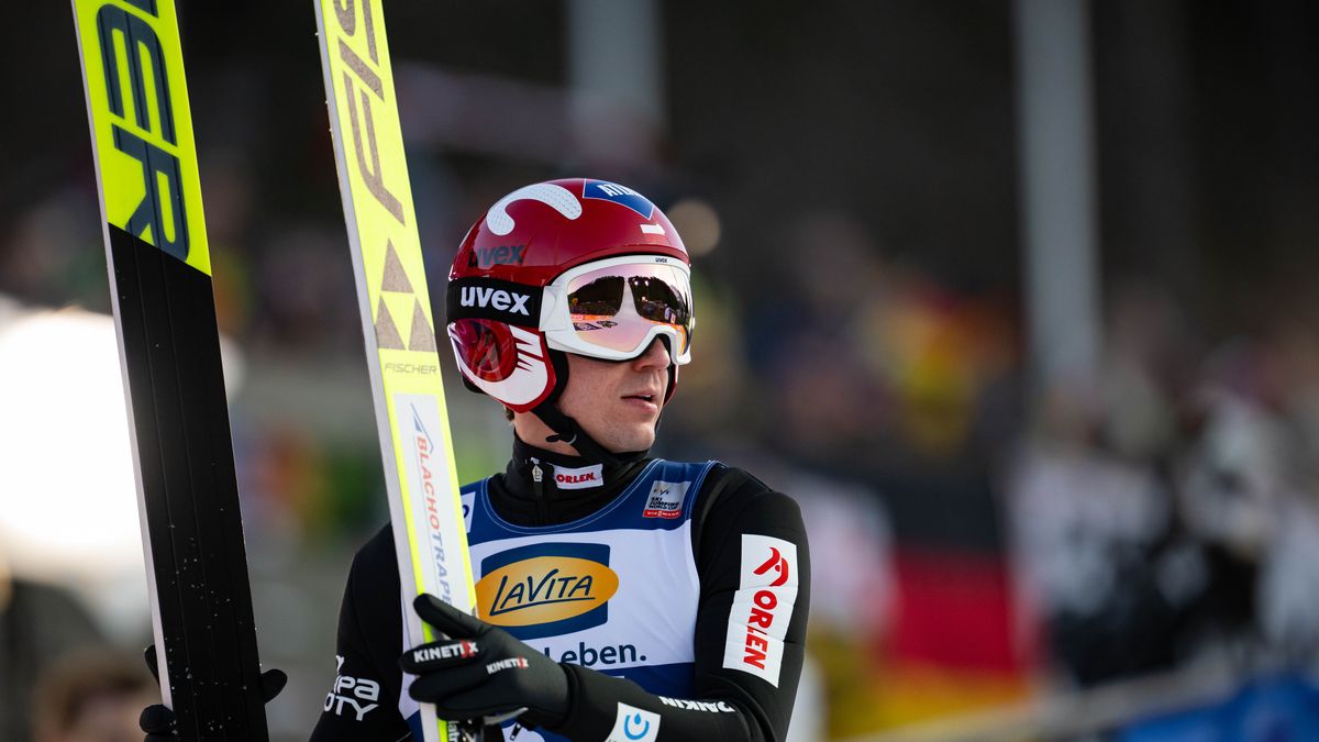 OBERSTDORF, GERMANY - FEBRUARY 25: Kamil Stoch of Poland reacts during the second round of the FIS World Cup Ski Jumping Men Individual HS235 on February 25, 2024 in Oberstdorf, Germany. (Photo by Daniel Kopatsch/Getty Images)