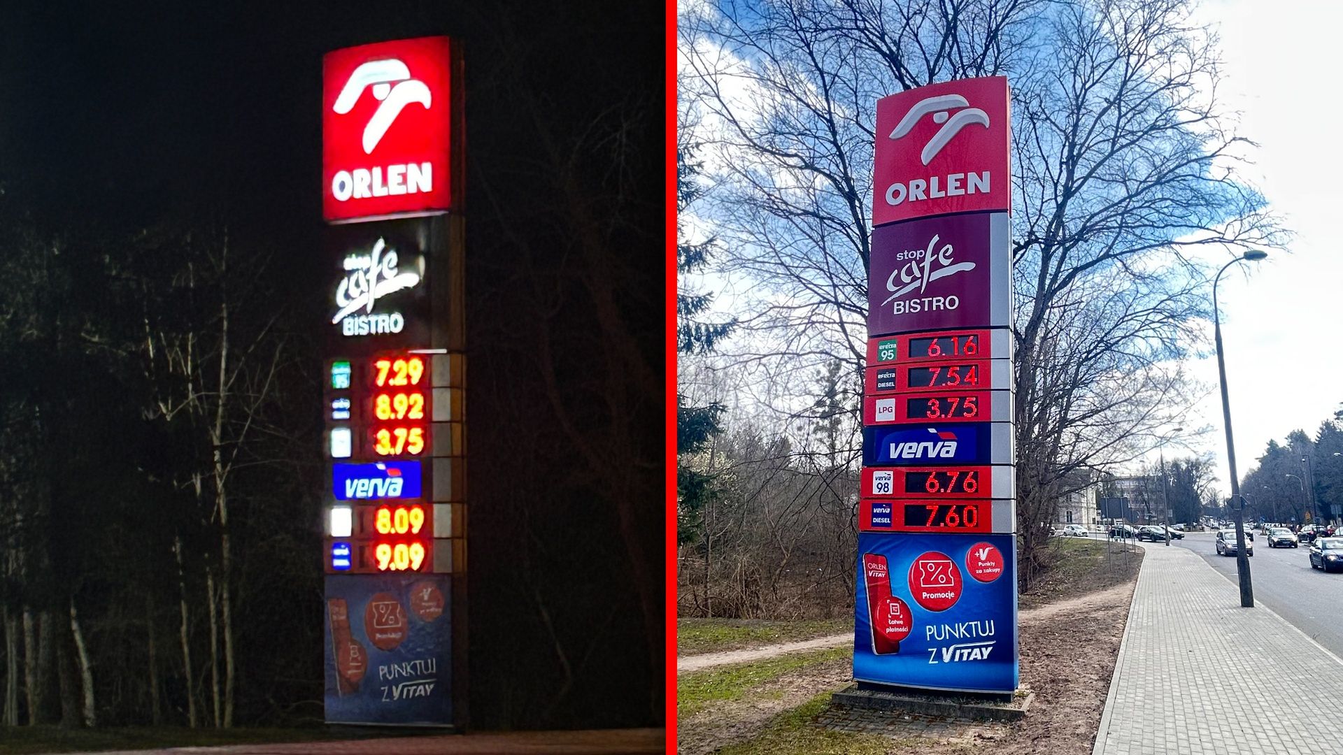 Zmiana cen na stacji Orlen w Olsztynie przy ul. Wojska Polskiego