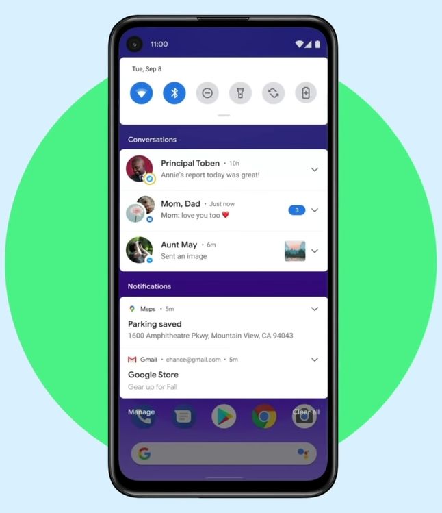 Android 11 będzie grupował powiadomienia z komunikatorów