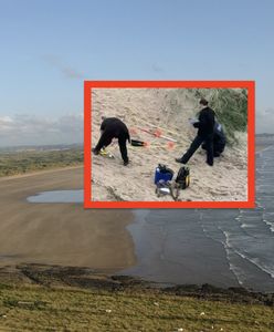 Odkrycie na plaży w Saunton Sands. Szczątki w piasku koło sauny