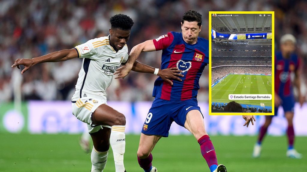 Na zdjęciu: mecz Real Madryt - FC Barcelona, w ramce zdjęcie ze Santiago Bernabeu