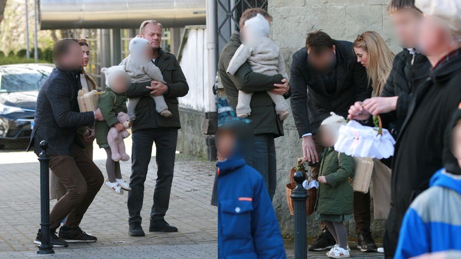 Rodzina Tusków idzie ze święconką 