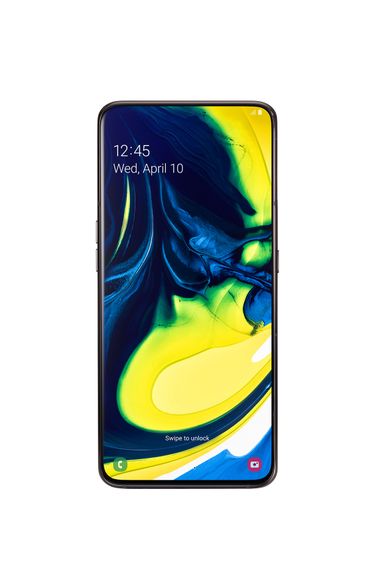 Samsung A80: od frontu widać wyłącznie wyświetlacz.