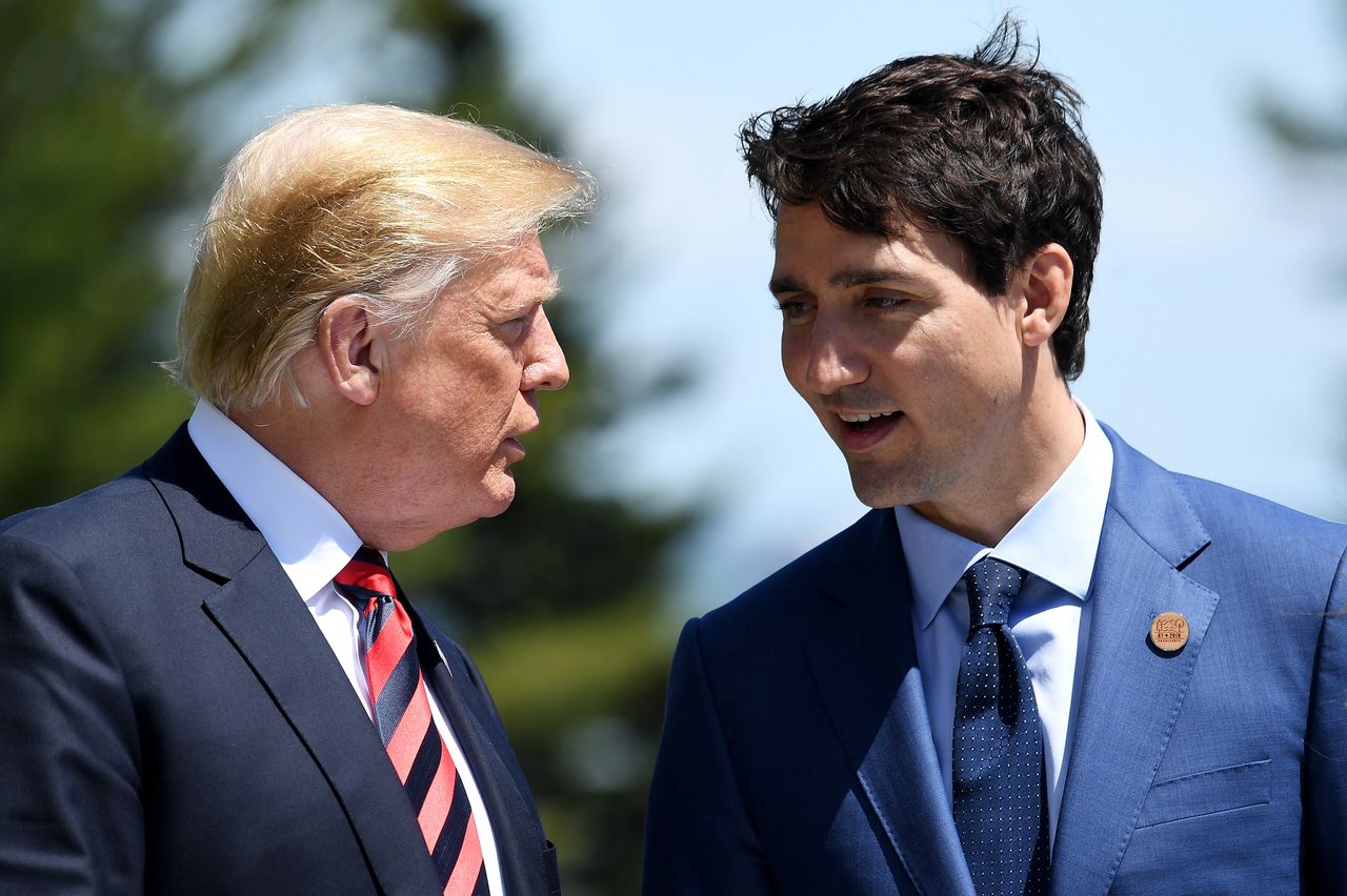 Prezydent Donald Trump i premier Kanady Justin Trudeau