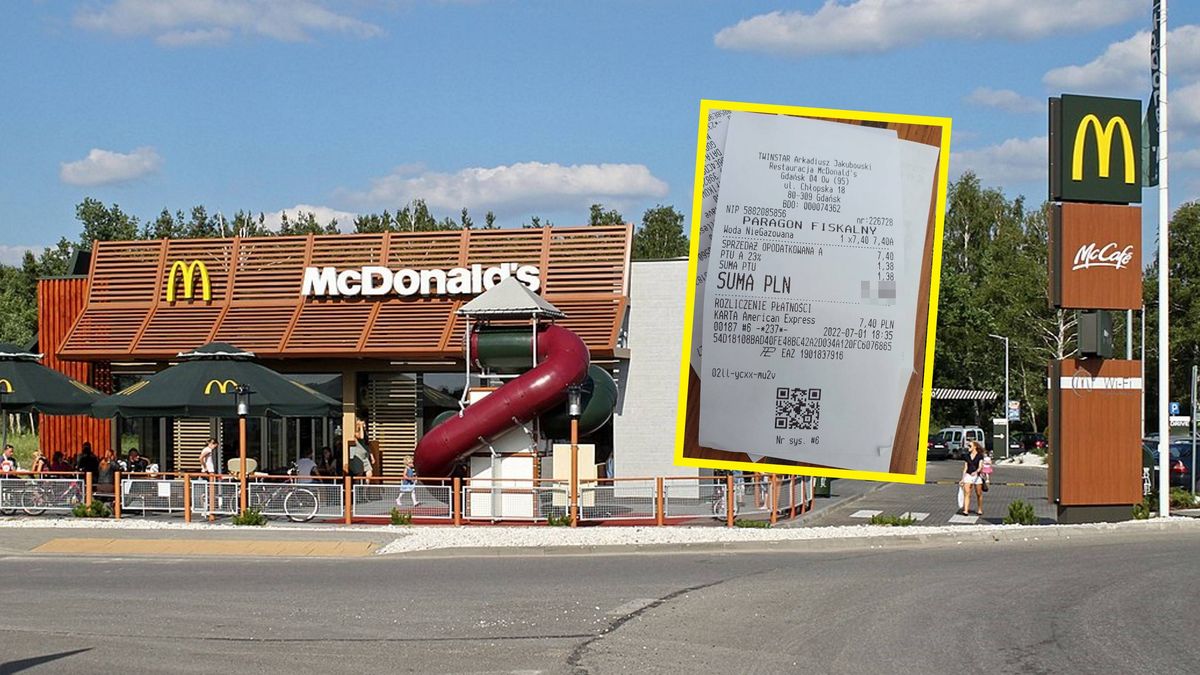 Paragon za wodę w McDonald's.