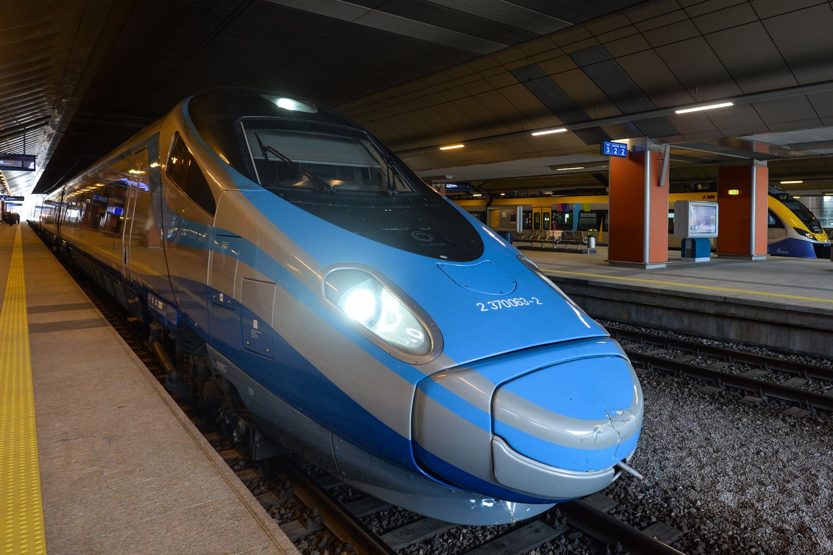 A view of a Pendolino train seen in Krakow central train station.
Polish national railway operator PKP Intercity has restored the high-speed traffic. The first Pendolino trains returned to the tracks today after a two-month suspension. However, only the Krakow  Warsaw  Gdynia route is served at the moment.
On Friday, May 22, 2020, Krakow, Lesser Poland Voivodeship, Poland (Photo by Artur Widak/NurPhoto via Getty Images)
