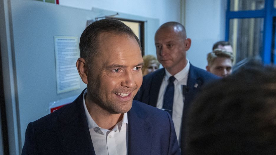 Polish presidential candidate Karol Nawrocki supported by the Law and Justice party after voting in the second round of the Polish presidential election in Warsaw, Poland, 1 June 2025.
 (Photo by Andrzej Iwanczuk/NurPhoto via Getty Images)