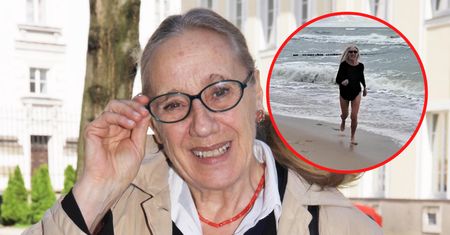 Wysportowana Maja Komorowska biega po plaży. Aktorka skończyła 82 lata
