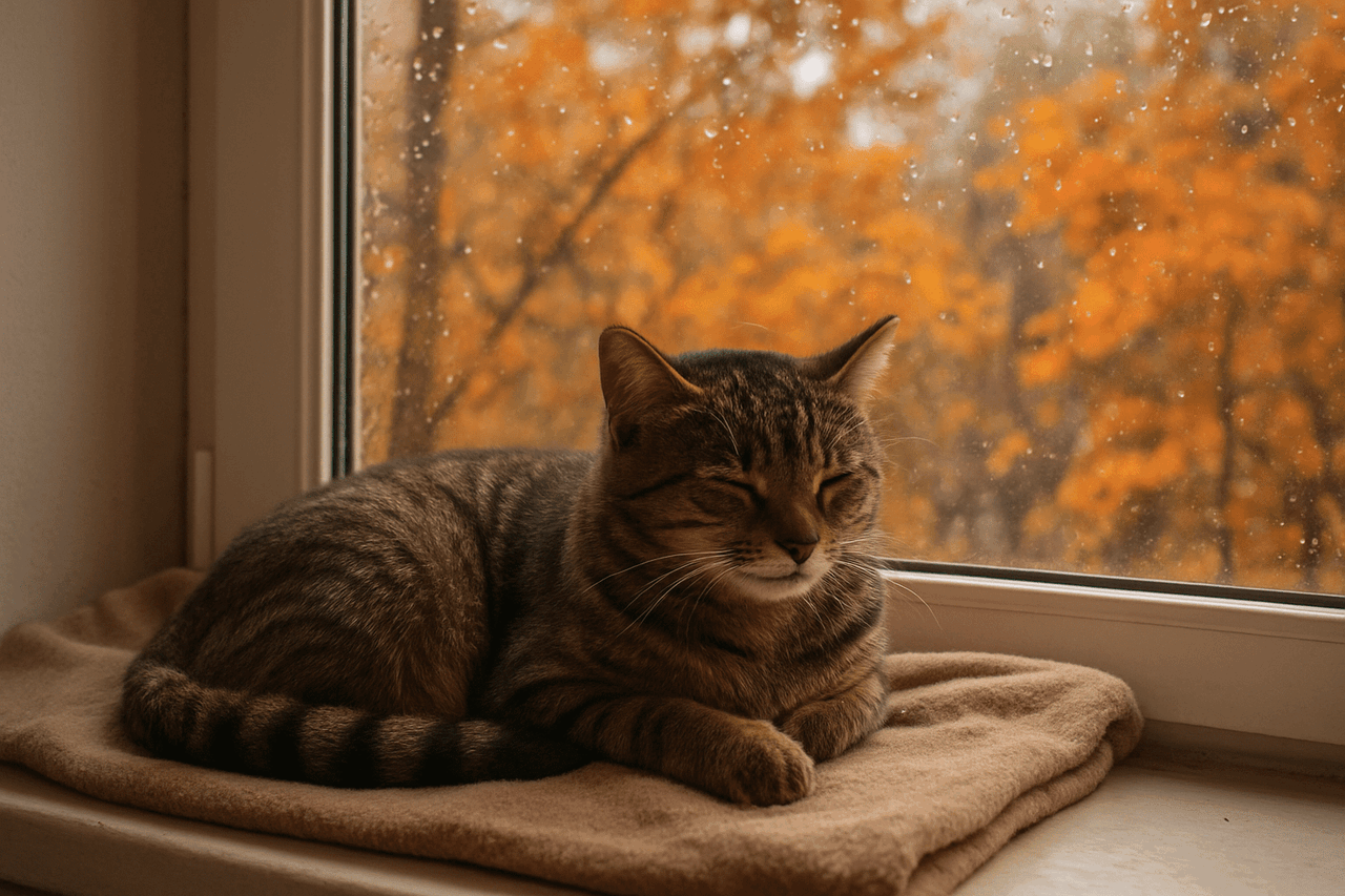 Jesień z kotem. Jak zmienia się kocie zachowanie i potrzeby w chłodniejsze dni