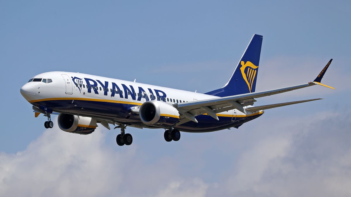 A Boeing 737 MAX 8-200 from Ryanair lands at Barcelona airport in Barcelona, Spain, on June 6, 2024. (Photo by JoanValls/Urbanandsport /NurPhoto via Getty Images)