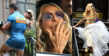 Sarah Jessica Parker puszcza dymka i zajada się bagietką w trakcie zdjęć do kontynuacji "Seksu w wielkim mieście"! IKONA? (ZDJĘCIA)