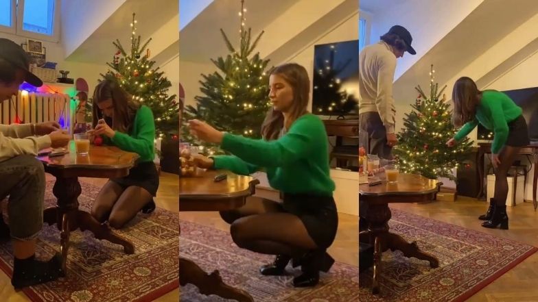 Julia Wieniawa i Nikodem Rozbicki ubierają choinkę