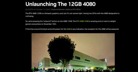 GeForce RTX 4080 12 GB znika ze sceny. Nvidia go odwołała