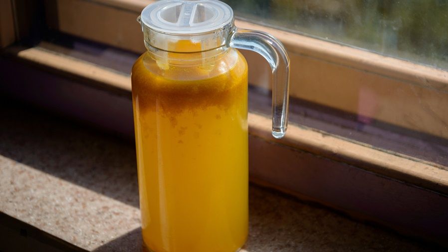 Glass carafe with compote from sea-buckthorn in the kitchen.
Glass carafe with compote from sea-buckthorn in the kitchen. Home made. Shallow depth of field.
Arndt_Vladimir