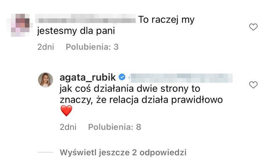 Komentarze pod postem Agaty Rubik