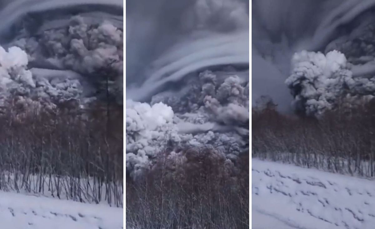 Erupcja wulkanu na Kamczatce w Rosji