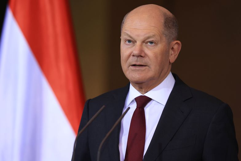 Olaf Scholz, Germany's chancellor, speaks during a meeting with Luc Frieden, Luxembourg's prime minister, at the chancellery in Berlin, Germany, on Monday, Jan. 8, 2024. A violent protest over planned cuts to agriculture subsidies is just the latest evidence of how deeply unpopular the government of Chancellor Scholz has become. Photographer: Krisztian Bocsi/Bloomberg via Getty Images