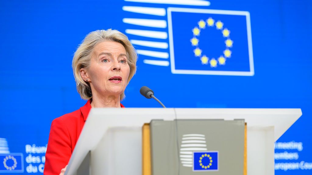 Emergency European Council Summit
European Commission President Ursula von der Leyen holds a press conference at the end of the emergency summit on threats by the US President to impose tariffs on countries opposed to his push to take Greenland in Brussels, Belgium, on January 23, 2026. (Photo by Jonathan Raa/NurPhoto via Getty Images)
NurPhoto
ukraine support, eu-us relations, european commission president, eu summit, summit remarks, summit diplomacy, economic competitiveness, rearm europe, no-confidence vote, brussels, military aid, eu-china relations, clean industrial deal, eu executive, international relations, transatlantic ties, strategic autonomy, defence policy, eu peace efforts, russia-ukraine war, readiness 2030, trade policy, digital strategy, multilateral cooperation, eu budget revision, defence investment plan, motion of censure, 800 billion defence, industrial strategy, cyprus reunification efforts, geopolitical challenges, regulatory simplification, eu unity, de-risking economy, ai policy, eu politics, gaza board of peace invitation, territorial integrity, greenland tariff dispute, climate transition