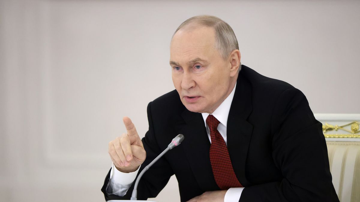 MOSCOW, RUSSIA - DECEMBER 25: Russian President Vladimir Putin gestures while speaking during the State Council Meeting at the Saint George's Hall of the Kremlin, on December 25, 2025 in Moscow, Russia. Putin gathered governors, cabinet members and parties leaders for the State Council meeting, the main topic of which was personnel training. (Photo by Contributor/Getty Images)