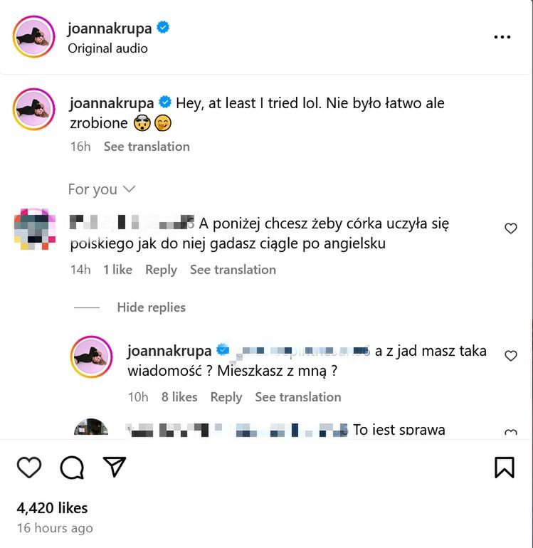 Joanna Krupa odpowiedziała na zarzut internautki