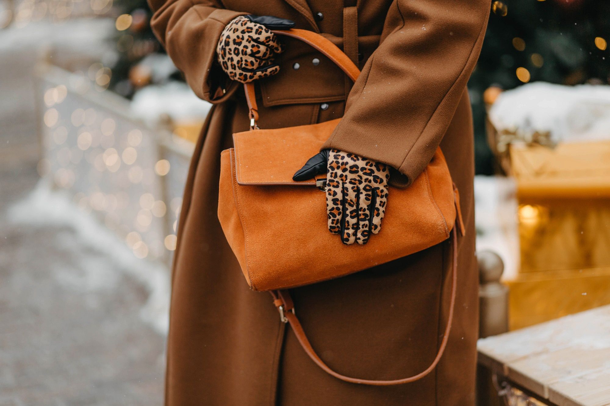 Street outfit with a coat, bag and leopard gloves.Outdoor fashion portrait of plus size woman wearing trendy animal, leopard print. Concept of autumn and winter clothes, outfit for glamour woman in city. Background of Christmas decorations. Copy space.outfit, trend, winter, body positive, plus size, woman, fashion, accessories, casual, clothes, elegant, fall, girl, leather, luxury, model, skin, street, style, wear, animal, autumn, chic, city, coat, copy space, eco, european, lady, leopard, print, brown, pastel, background, lifestyle, beauty, cheerful, female, glamour, weight, large, portrait, sensual, sexy, shape, xl, Christmas, december, gloves, bag, outfit, trend, winter, body positive, plus size, woman, fashion, accessories, casual, clothes, elegant, fall, girl, leather, luxury, model, skin, street, style, wear, animal, autumn, chic, city, coat, copy space, eco, european, lady, leopard, print, brown, pastel, background, lifestyle, beauty, cheerful, female, glamour, weight, large, portrait, sensual, sexy, shape, xl, christmas, december, gloves, bag
