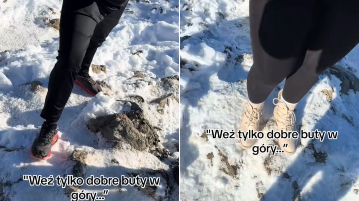 Pokazał, jakie obuwie założyli w góry.
