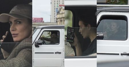 Znużona czekaniem w korku Sara Boruc gawędzi przez telefon za kierownicą mercedesa (ZDJĘCIA)