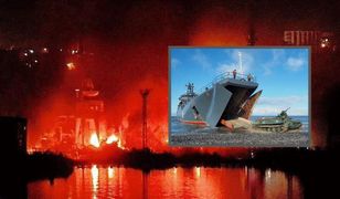 Trafiony. Rosyjski okręt spłonął, poważny cios we flotę na Krymie
