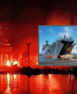 Trafiony. Rosyjski okręt spłonął, poważny cios we flotę na Krymie