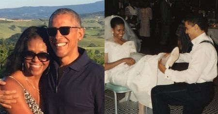 Michelle Obama pokazała niepublikowane wcześniej zdjęcie ze ślubu. "Nie wyobrażam sobie tej szalonej jazdy z nikim innym"