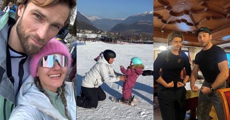 Zofia Zborowska i jej ferie: nauka jazdy na nartach półtorarocznej Jaśminy, selfie z mężem i pokaz siły z Borysem Szycem (ZDJĘCIA)