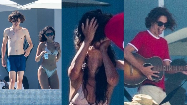 Timothee Chalamet całuje się nad basenem z Eizą Gonzalez